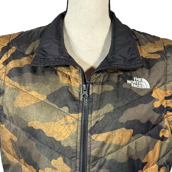 North Face Womens Large Tamburello Vest Camo Full-Zip Pockets Mid-Layer Drop Hem - Picture 3 of 11